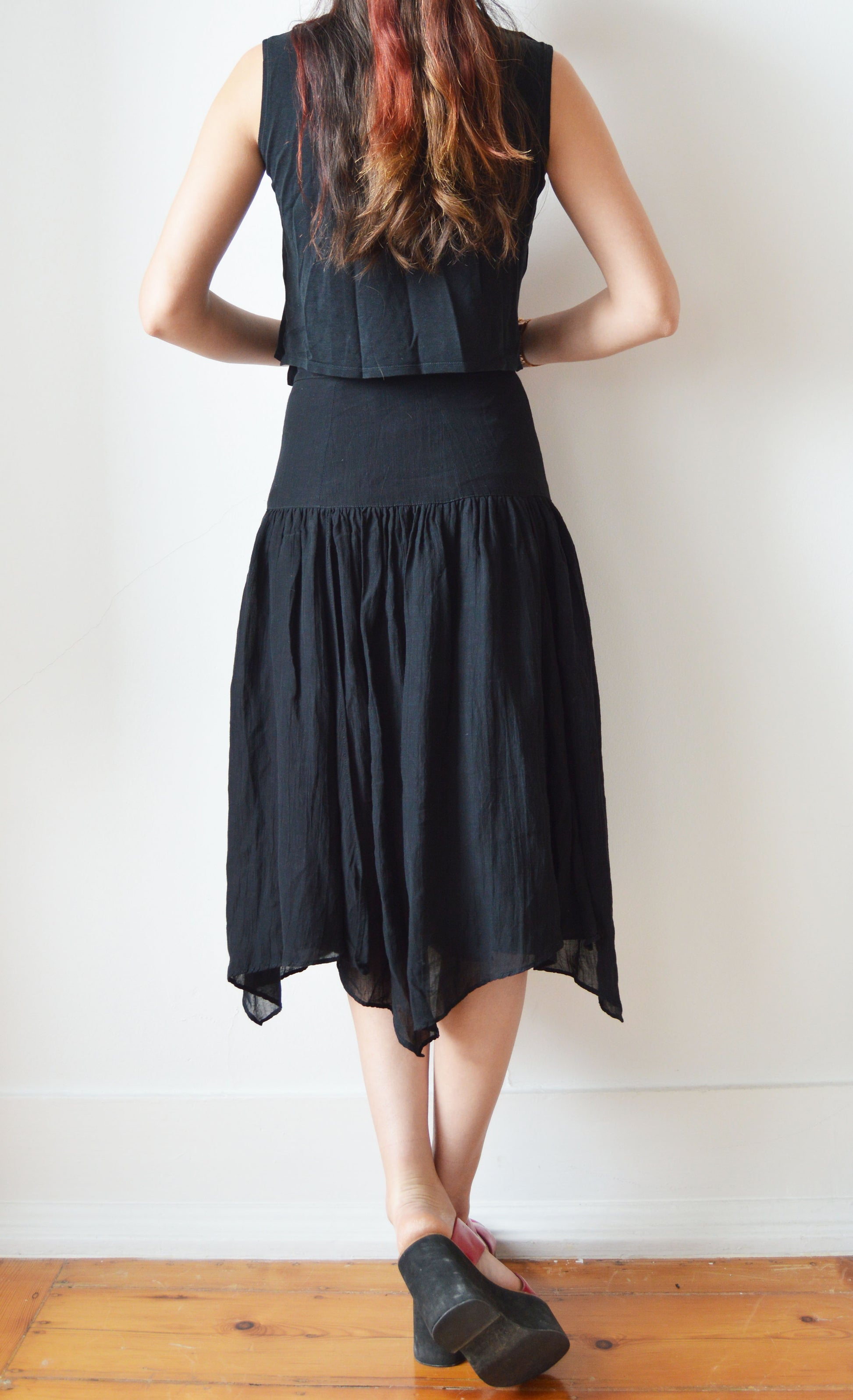 vintage max mara black midi skirt