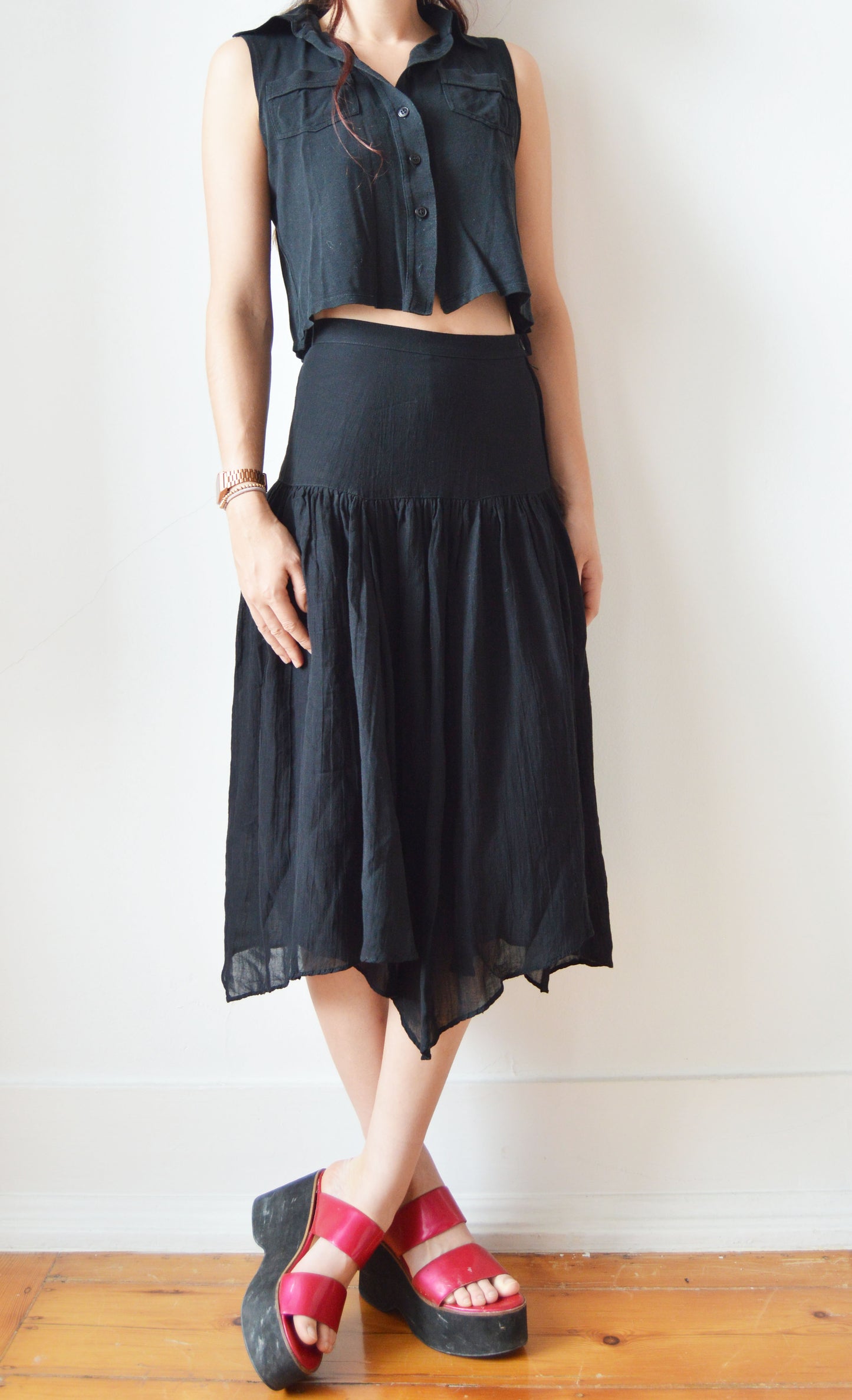 vintage max mara black midi skirt