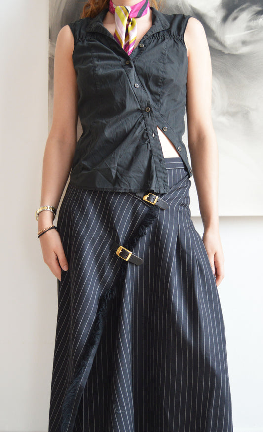 vintage prada black asymmetrical shirt