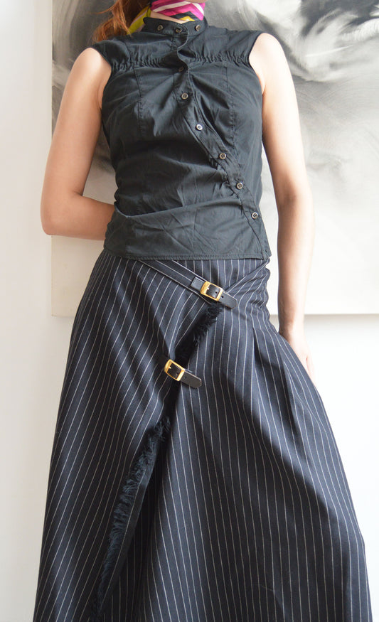 vintage prada black asymmetrical shirt