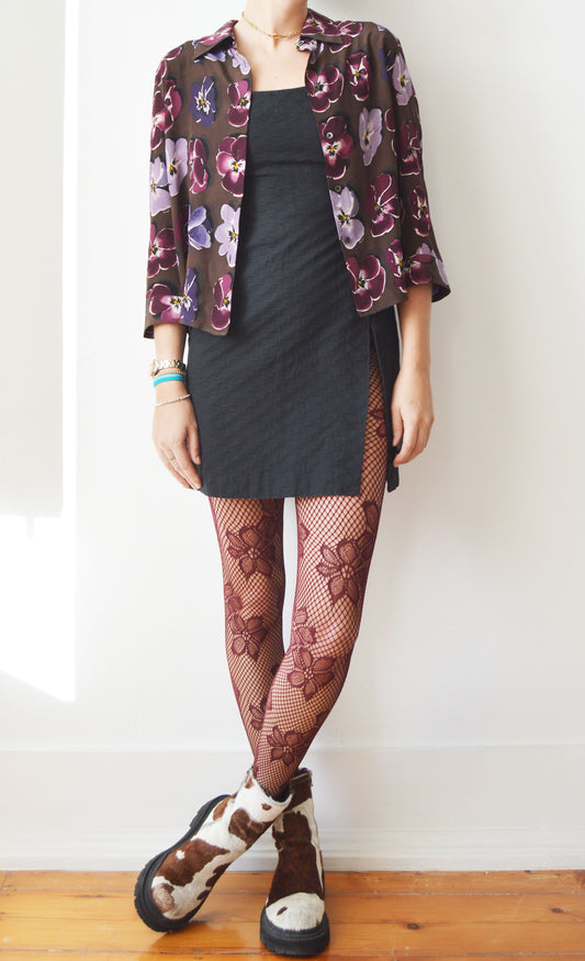 Vintage Prada F/W 2000 Purple Silk Floral Shirt