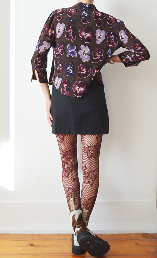 Vintage Prada F/W 2000 Purple Silk Floral Shirt