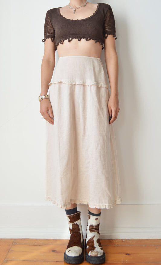 vintage prada ss 1993 cotton midi skirt