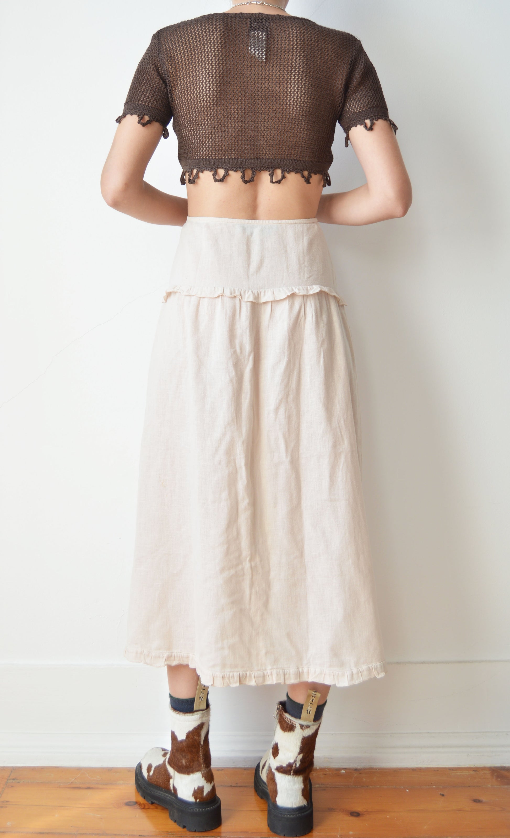 vintage prada ss 1993 cotton midi skirt