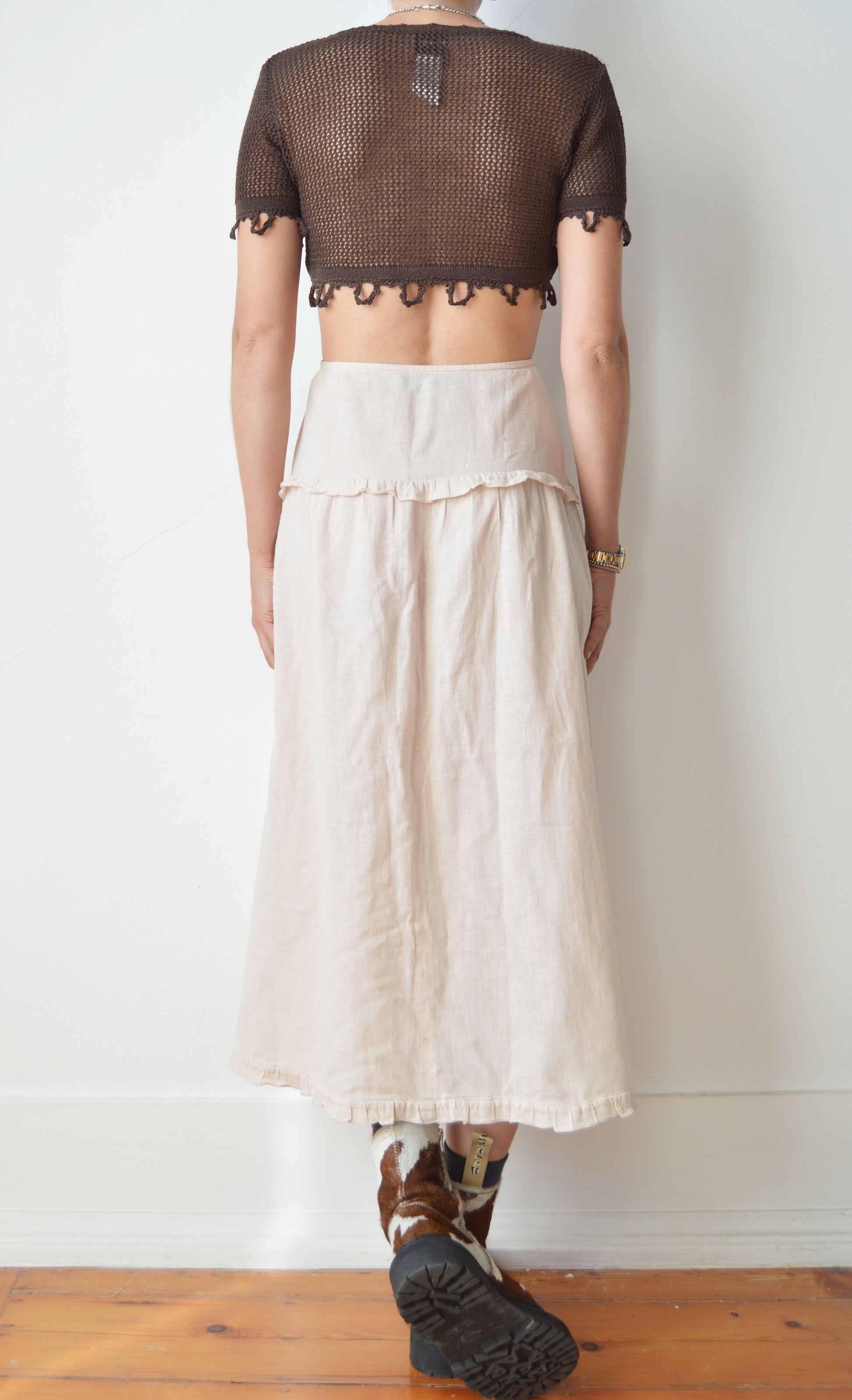 vintage prada ss 1993 cotton midi skirt