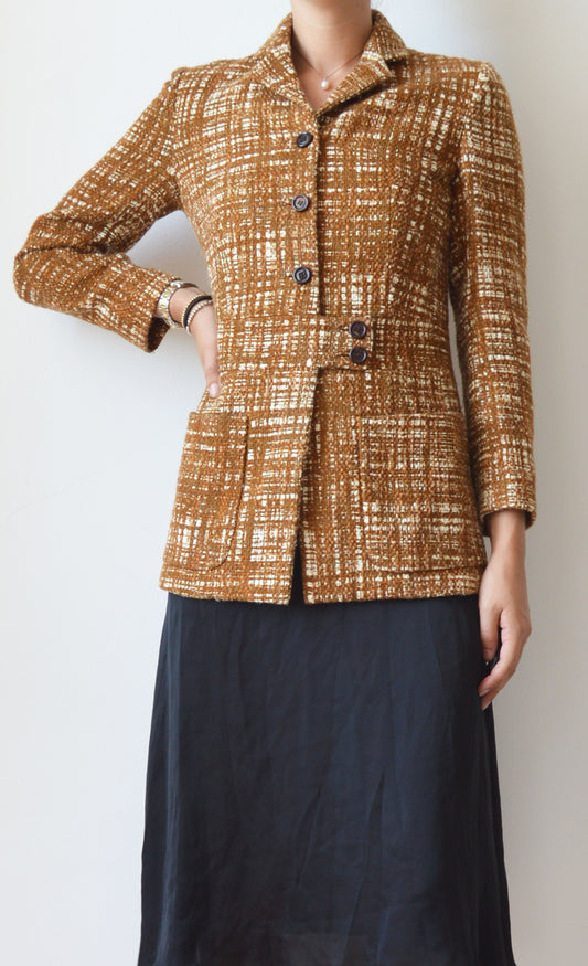 Vintage Prada S/S 1996 Brown Tweed Jacket