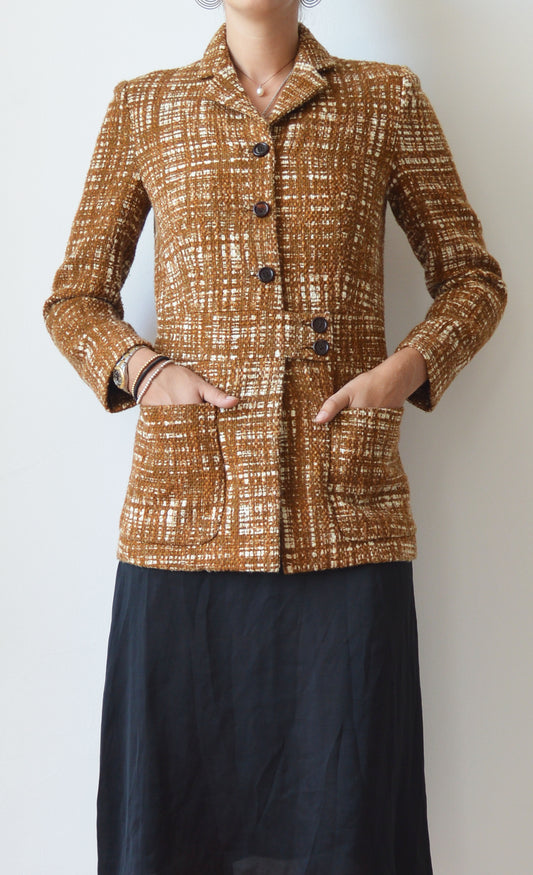 Vintage Prada S/S 1996 Brown Tweed Jacket