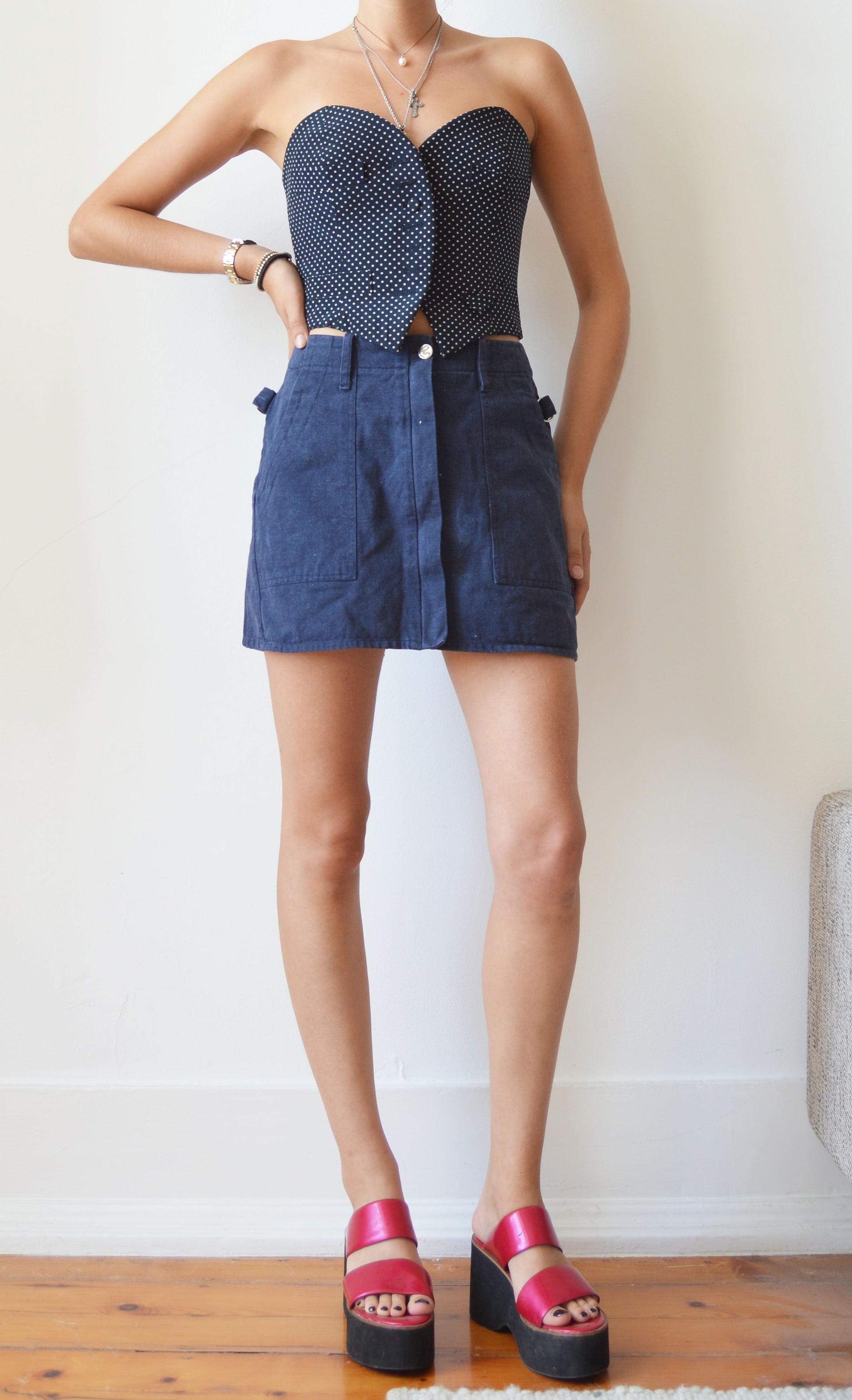 vintage vivienne westwood anglomania blue mini skirt