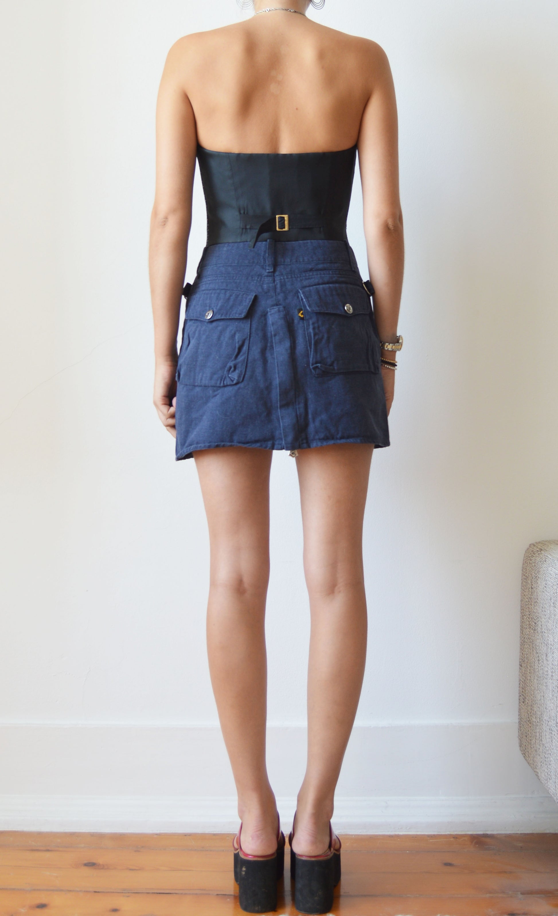 vintage vivienne westwood anglomania blue mini skirt