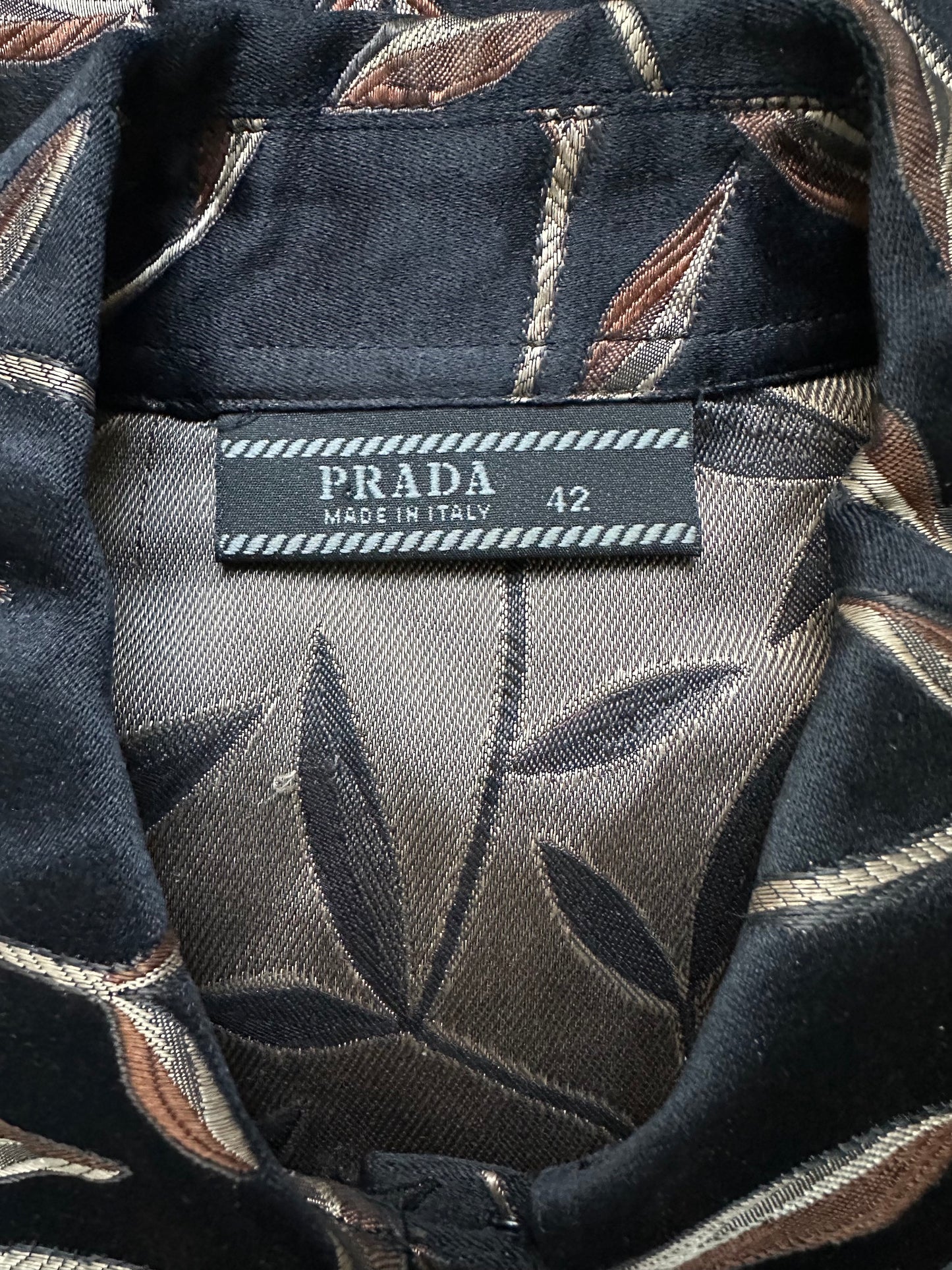 Vintage Prada S/S 1997 Leaf Pattern Silk Blouse