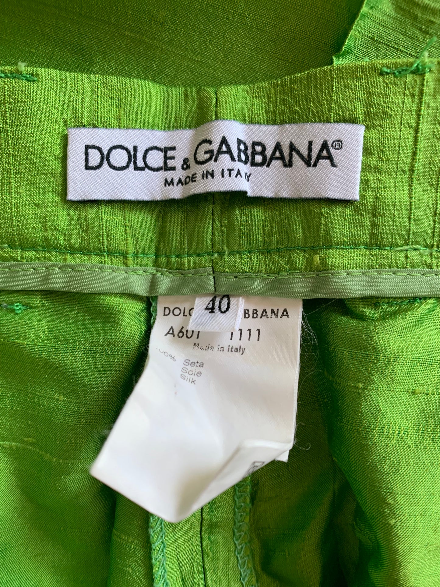 Vintage Dolce & Gabbana Green Silk Trousers