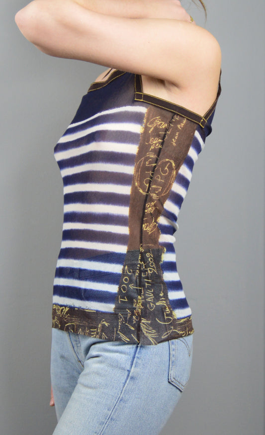 Vintage Jean Paul Gaultier Striped Mesh Camisole