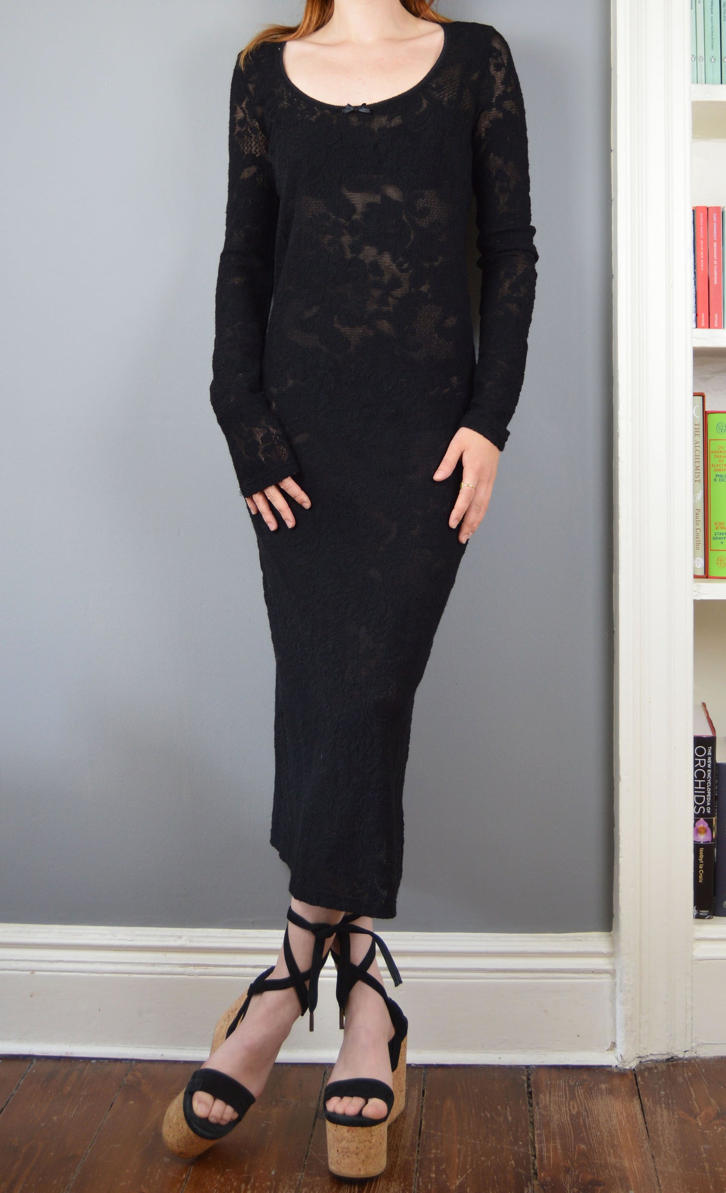 Vintage D&G Black Lace Midi Dress