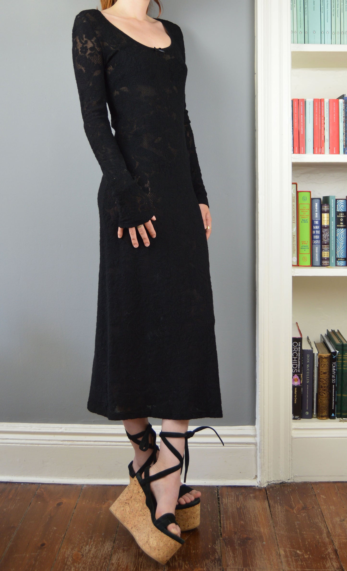 Vintage D&G Black Lace Midi Dress