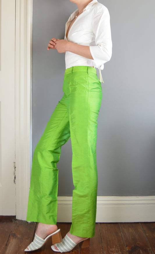 Vintage Dolce & Gabbana Green Silk Trousers