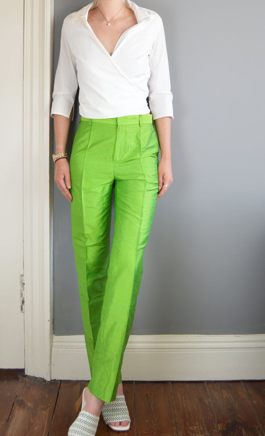 Vintage Dolce & Gabbana Green Silk Trousers