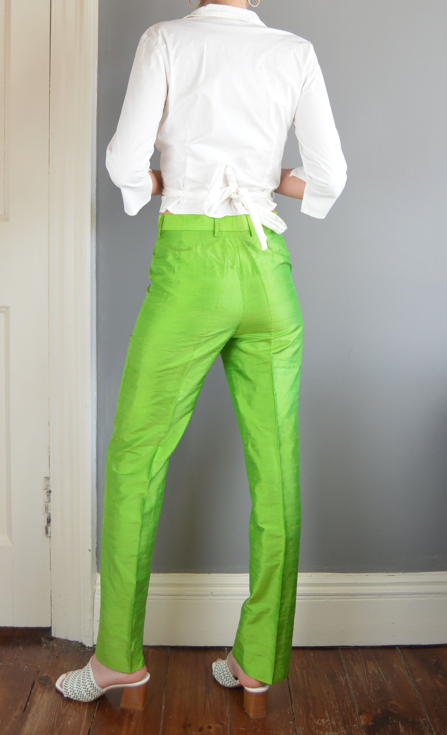 Vintage Dolce & Gabbana Green Silk Trousers