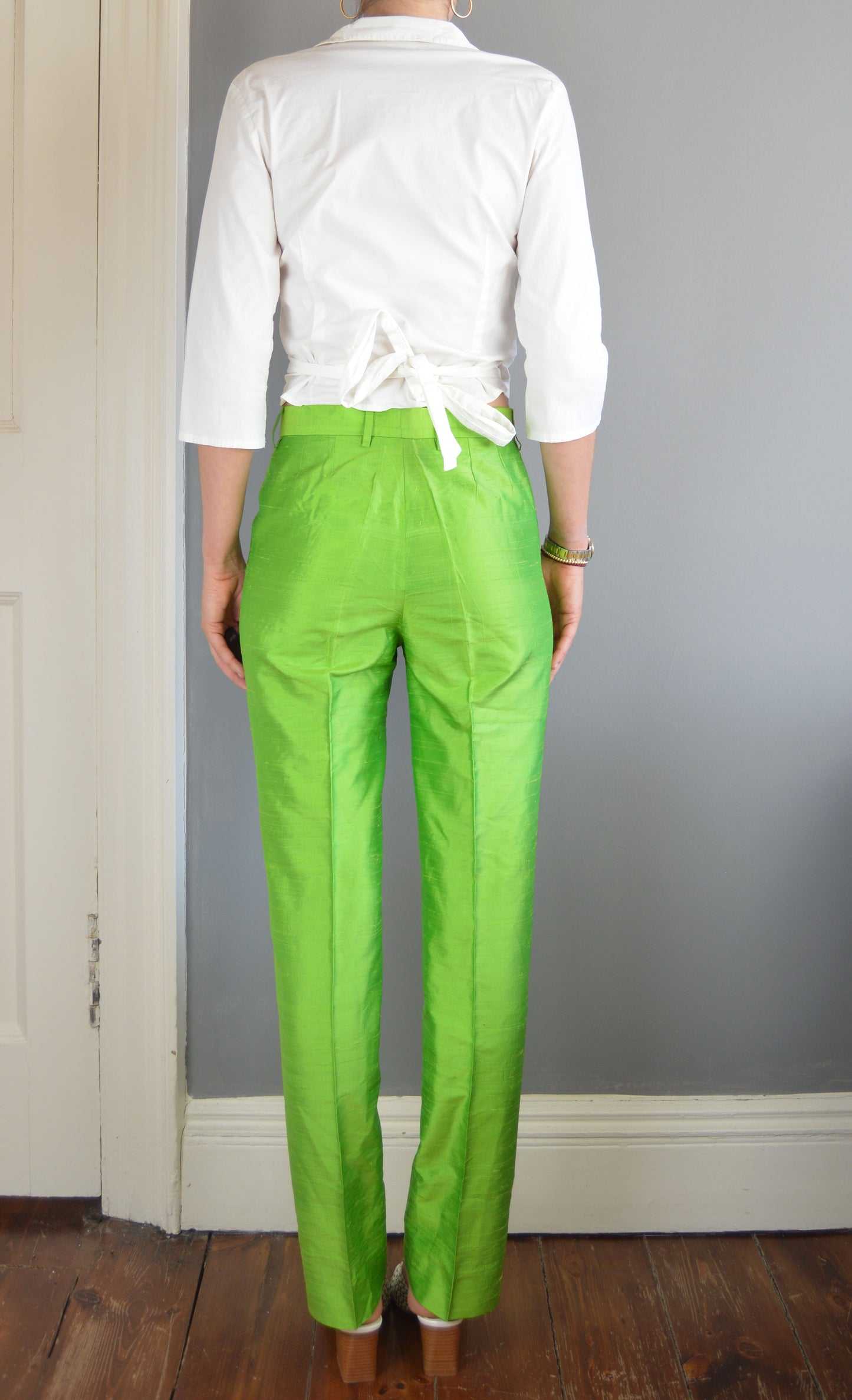 Vintage Dolce & Gabbana Green Silk Trousers