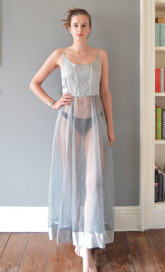 Vintage Dries Van Noten S/S 1995 Blue Silk Dress