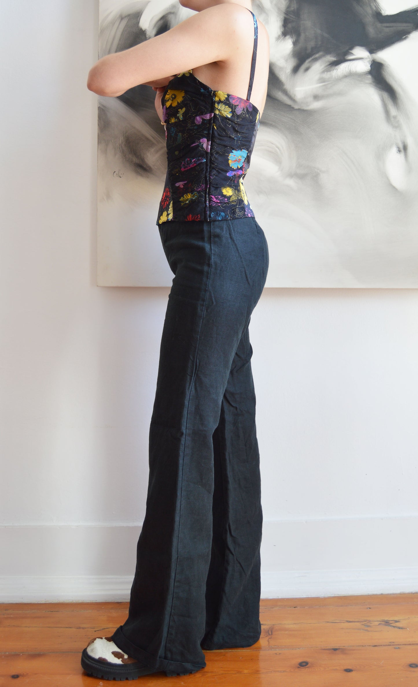 vintage iceberg black floral corset