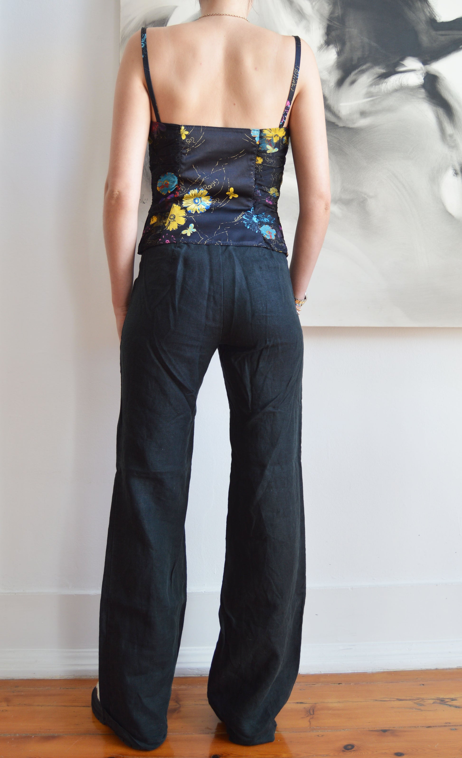 vintage iceberg black floral corset