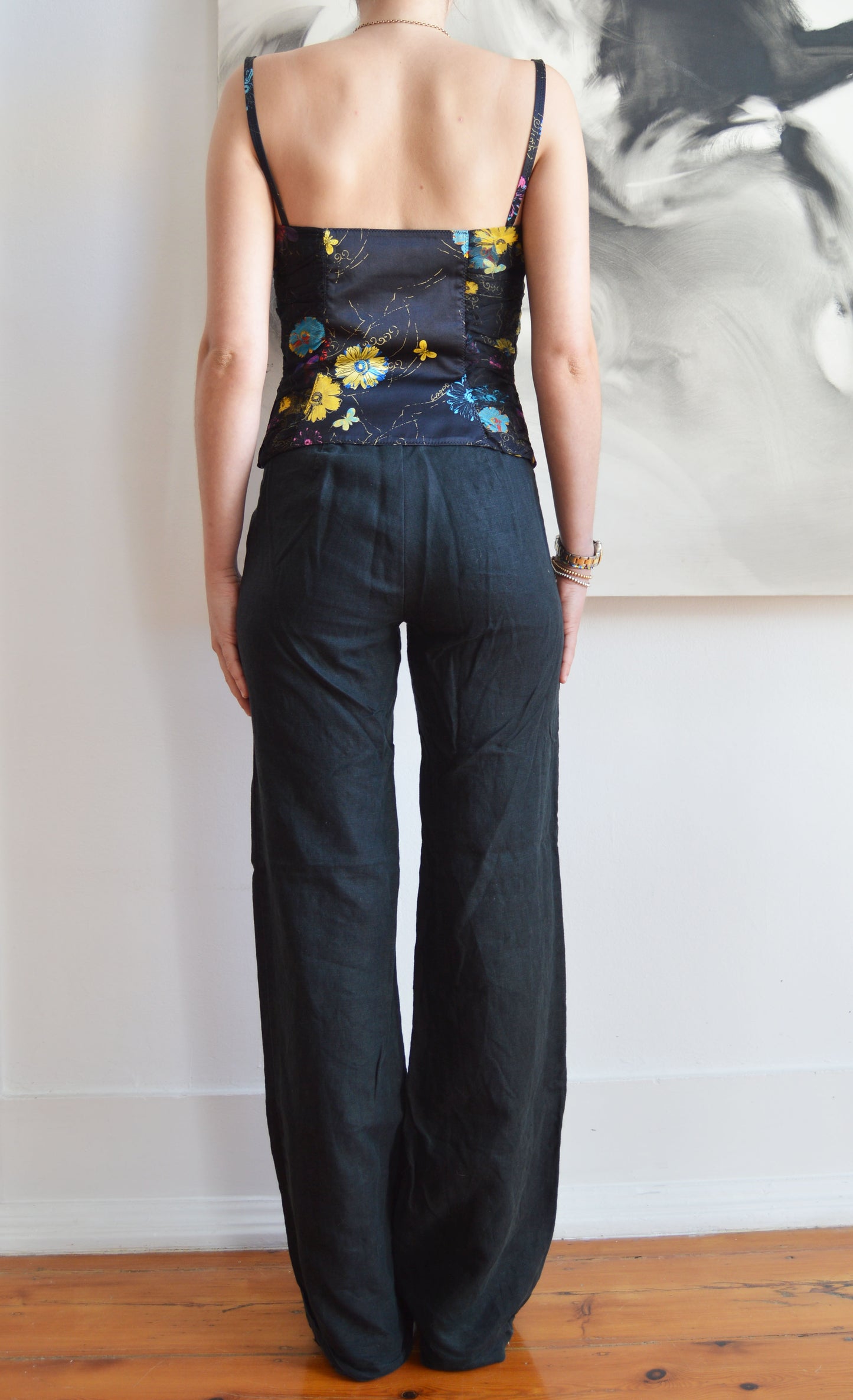 vintage iceberg black floral corset