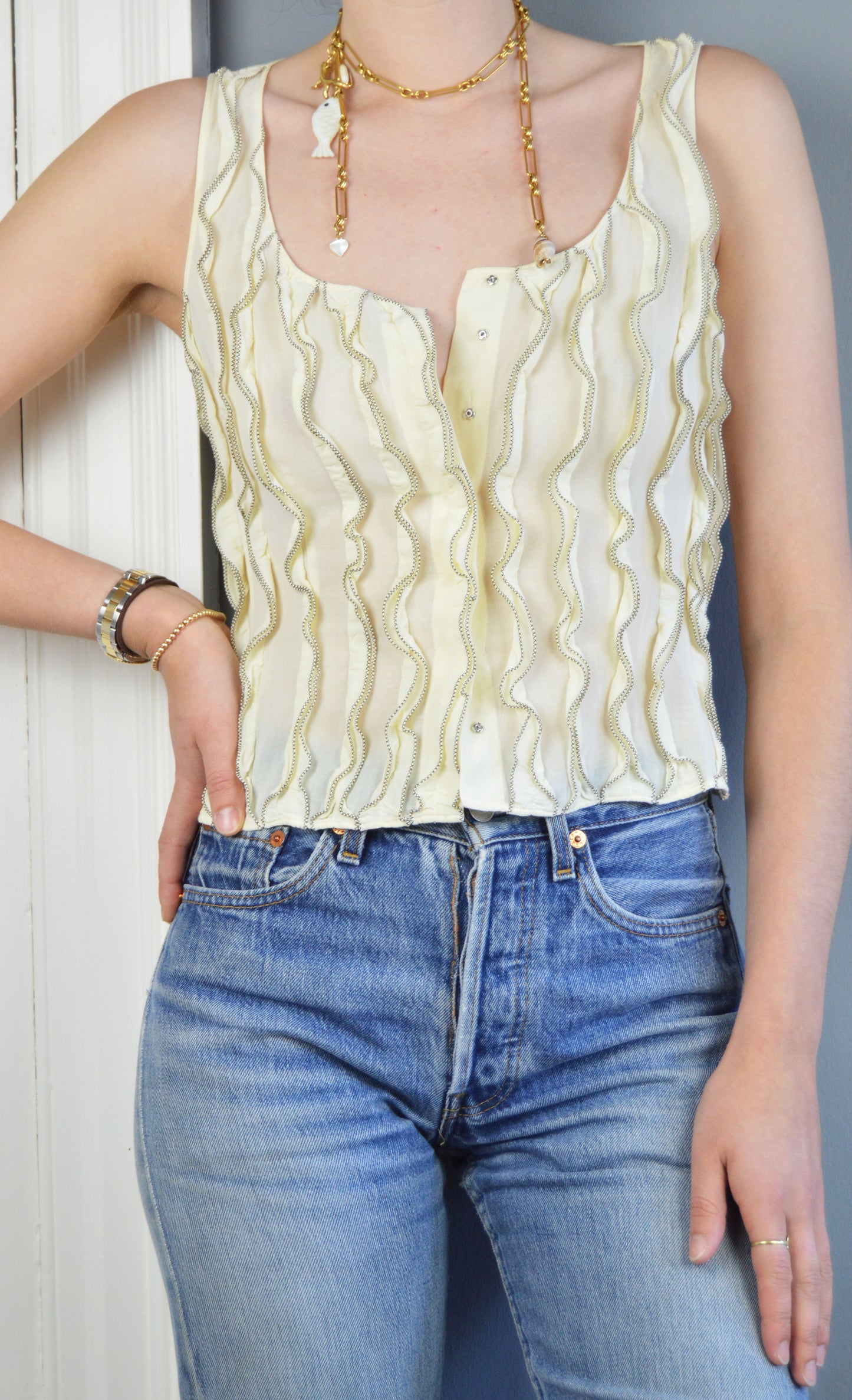 Vintage Miu Miu Cream Frilled Blouse