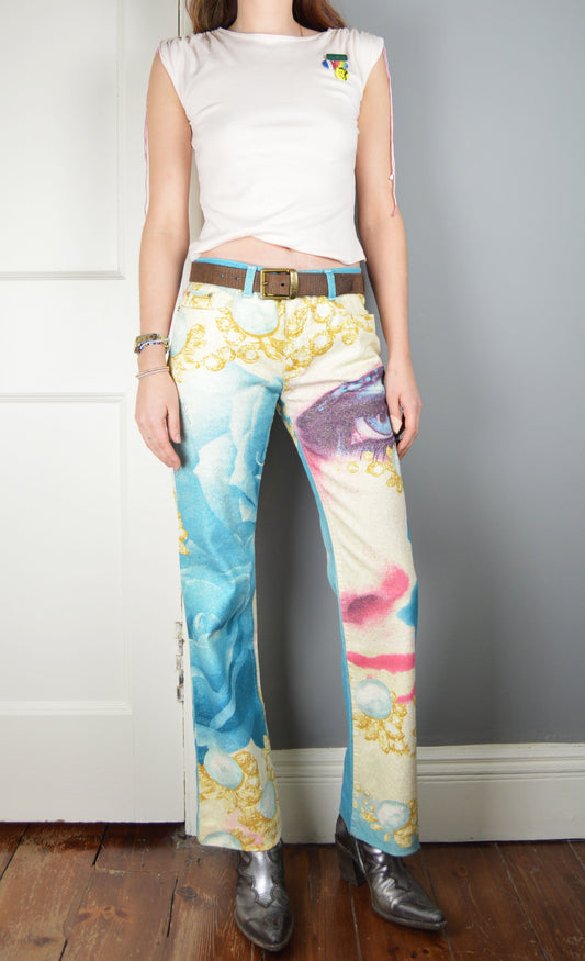Vintage Roberto Cavalli S/S 2001 Eye Print Jeans